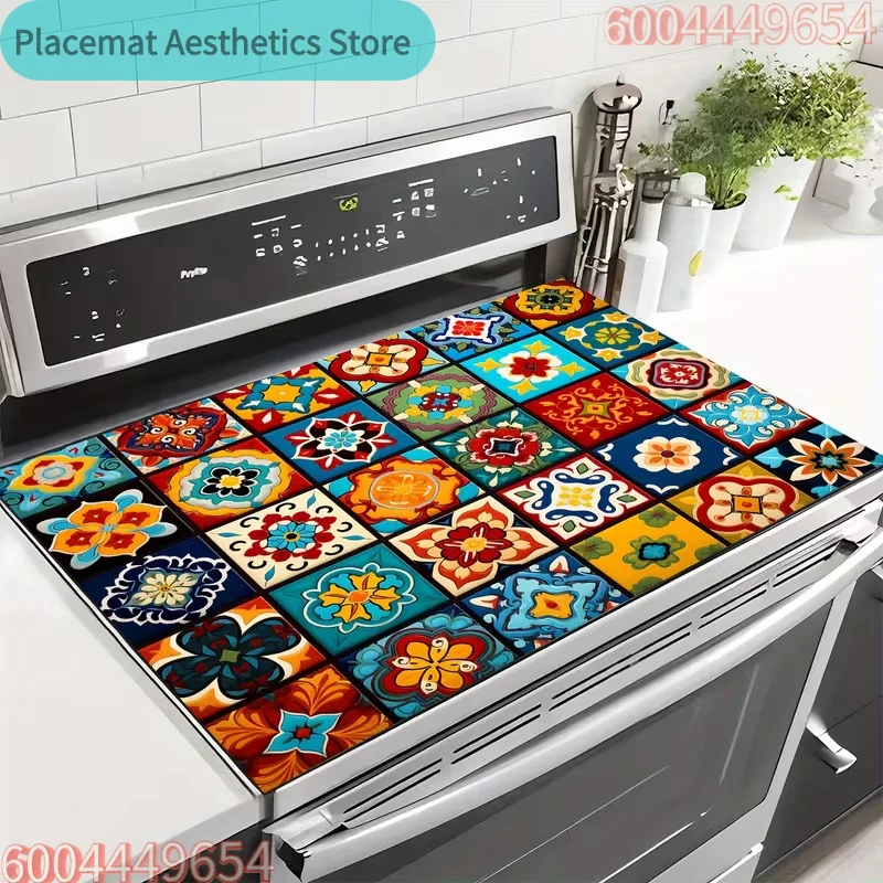 Colorful Ceramic Tile Art Puzzle Printing Bowl Dish Rack Drying Pad Bar Desktop Protection Pad Kitchen Table Decoration Carpet