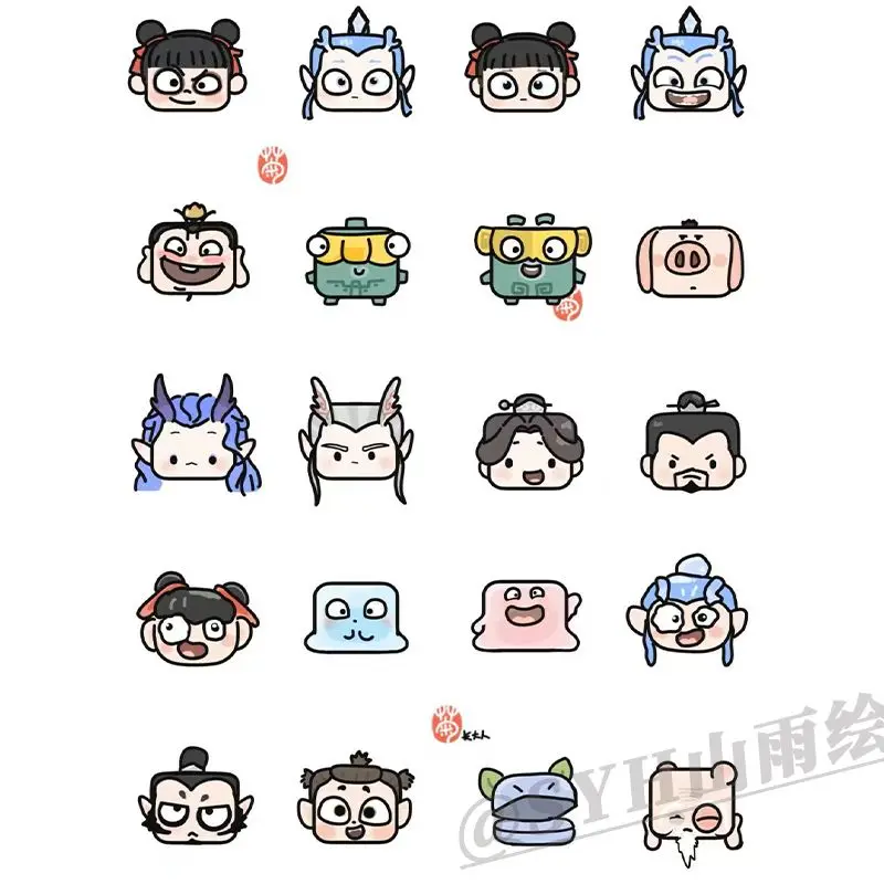 Aoqin Aorun Aoshun Hetong Deer Boy Nezha Aobing Li Jing Movie Style Nail Stickers with Adhesive Backing Animation Derivatives