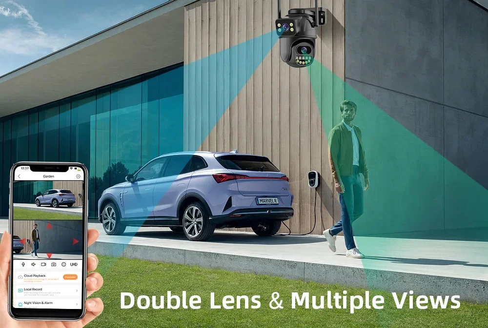 TAITAS-WiFi Surveillance Camera, Dual Lens, 4X Digital Zoom, AI Human Detect, ONVIF, Outdoor Security PTZ IP Cameras, 4K, 8MP image 5