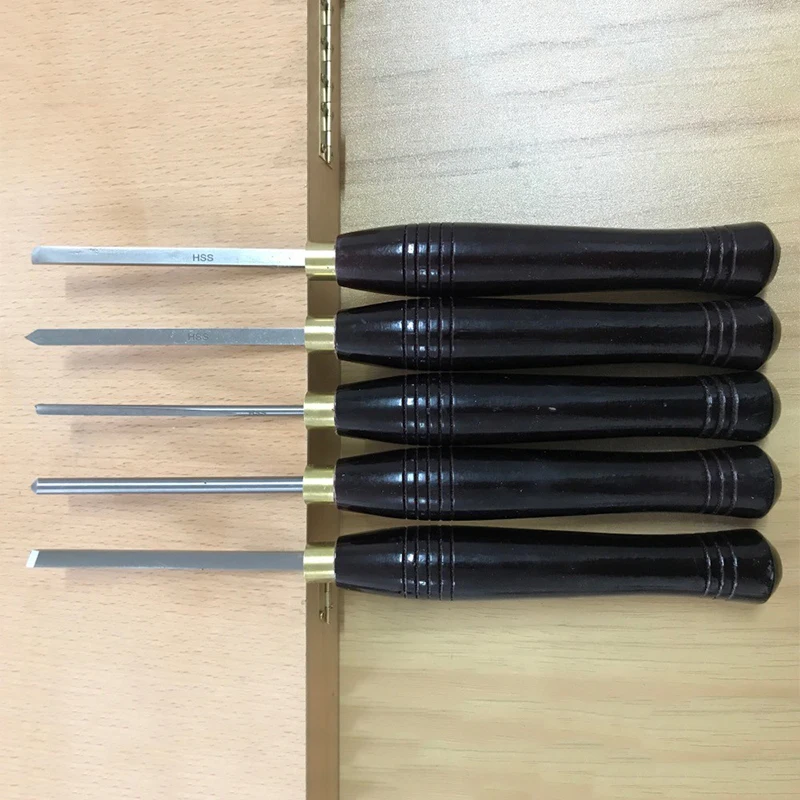 5pcs/set HSS Lathe  Set Woodworking Turning Tool set HSS High Speed Steel Semicircle Knife Hand-held Wooden Turning Tool
