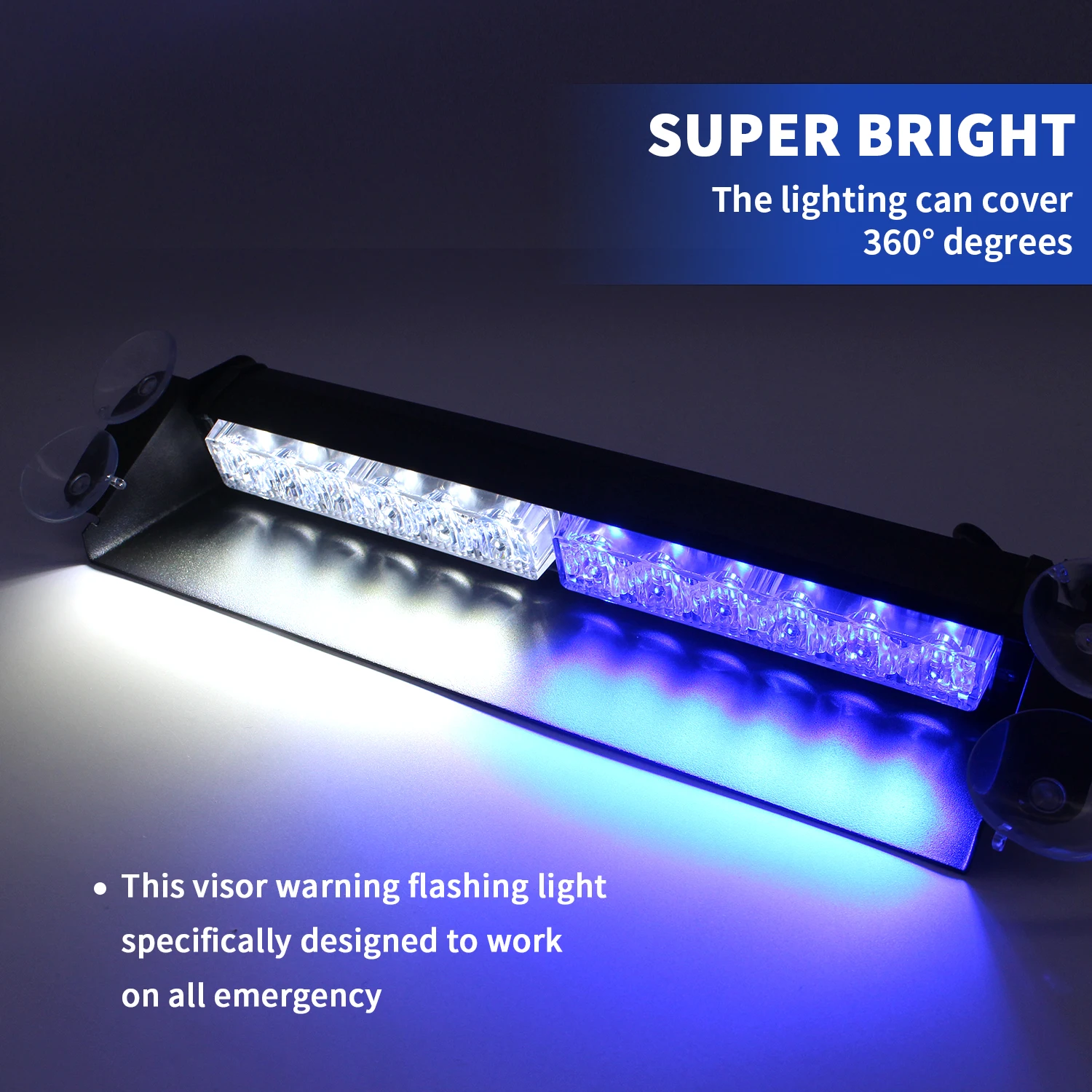LAIKESI Alumium 12V-24V 24LED Car Dash Emergency Strobe Light LED Windshield Warning Strobe Light with Suction Cups Universal