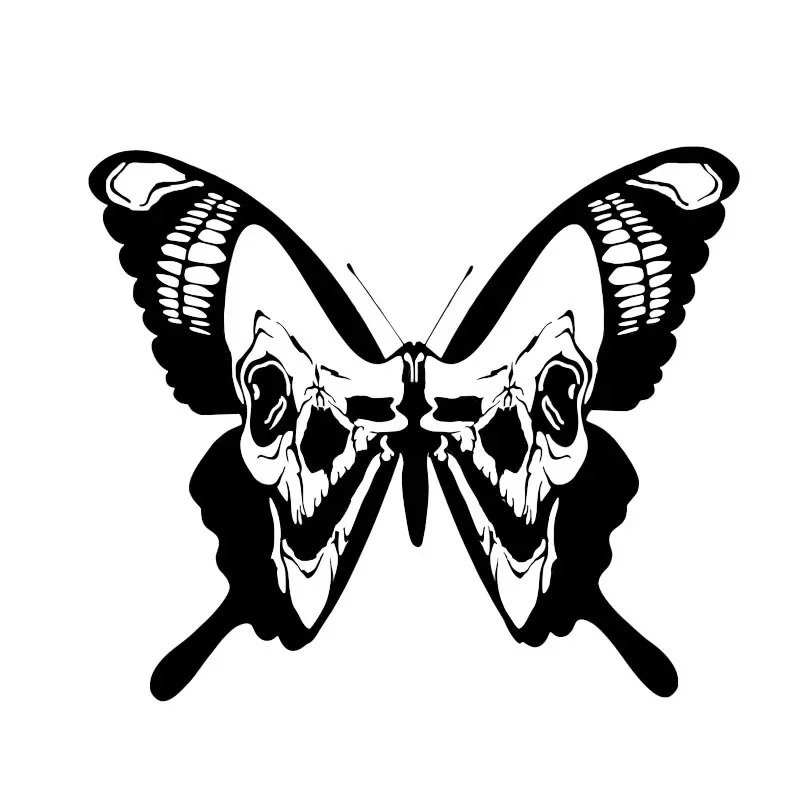 

Personalized Fashion Skull Butterfly Wing Moth Vinyl Decorative Car Sticker Black and White Pattern, 16cm * 14cm