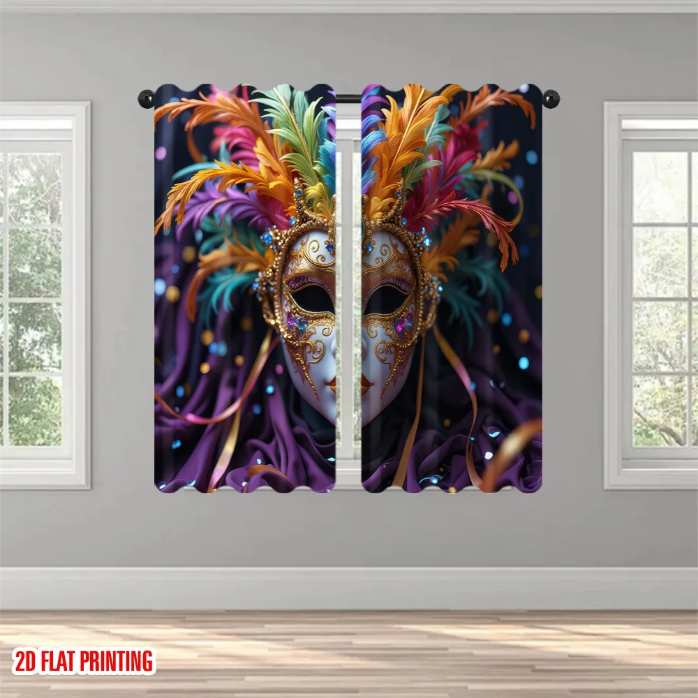 Colorful Feather Rod Pocket Window Curtains 2 Panel Modern Art Drapes for Living Room Bedroom Home Decor