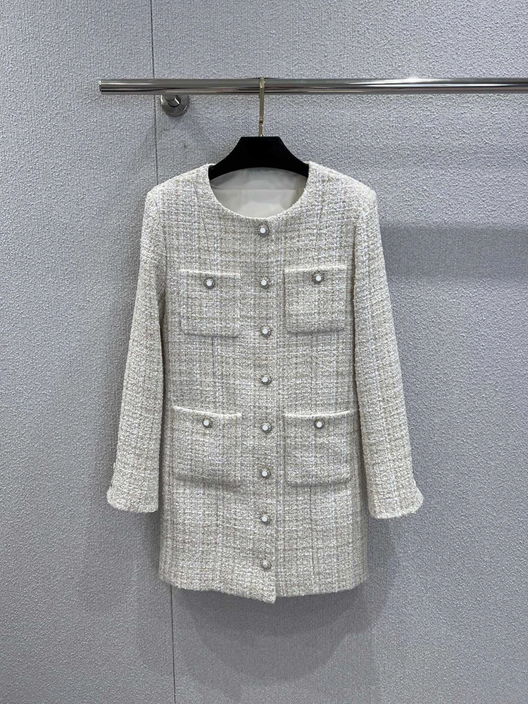 

SVORYXIU, осень-зима 2022, новый стиль, стиль для отдыха, однорядная пряжка, круглый вырез, средний стиль, пальто, женское модное белое теплое пальто