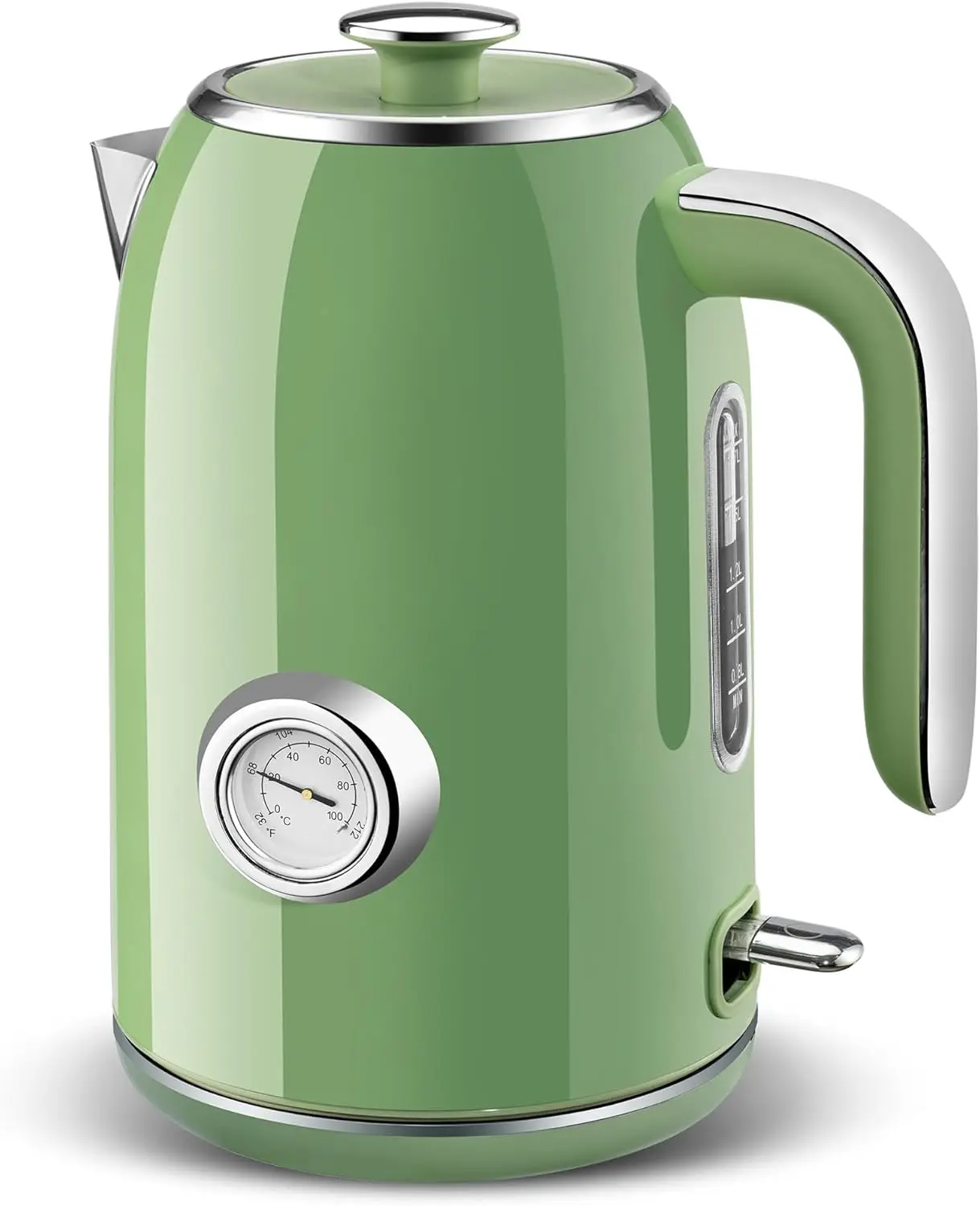 

Electric Kettle 1.7L Stainless Steel with Temperature Gauge, Fast Boiling Auto Shut-Off BPA-Free, Retro Green