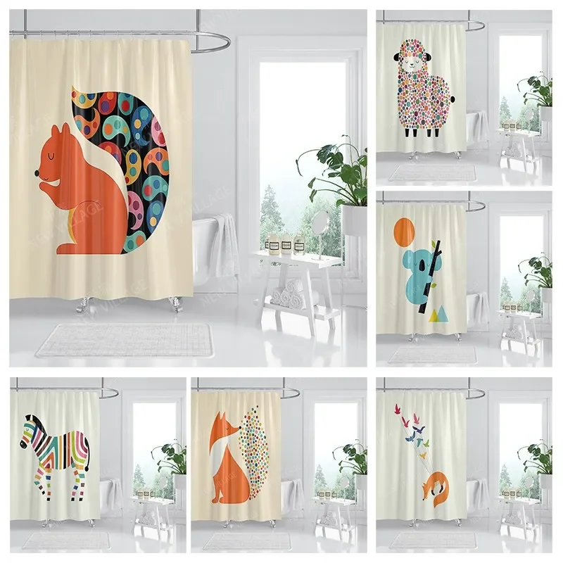 

Waterproof fabric shower curtains Bathroom curtain accessories 180x200 Bath curtain for shower 240*200 cartoon cute decoration