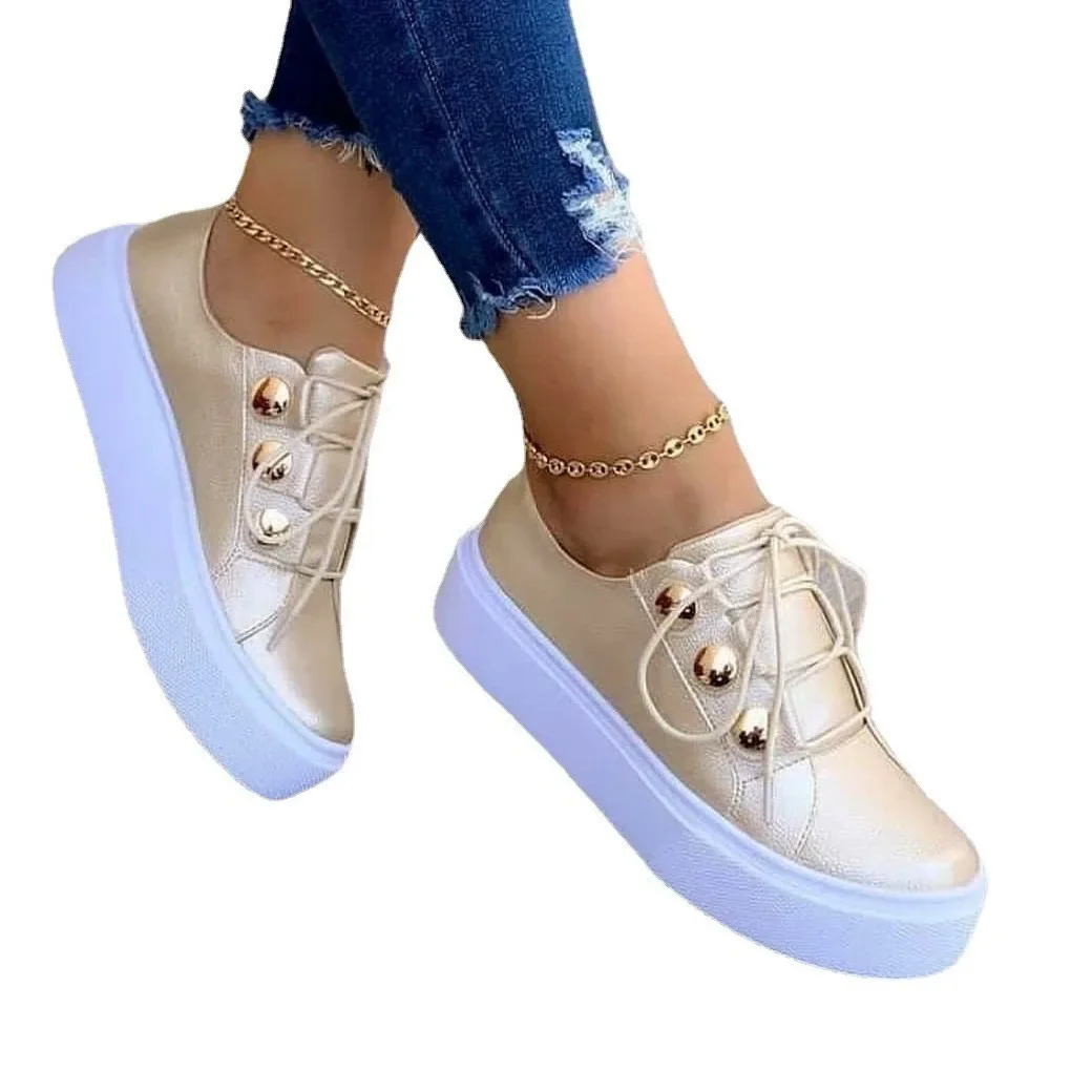 2024 Women Casual Sneakers Woman Fashion Spring Leather PU Sneakers Female Platform Vulcanize Shoes Zapatillas De Mujer