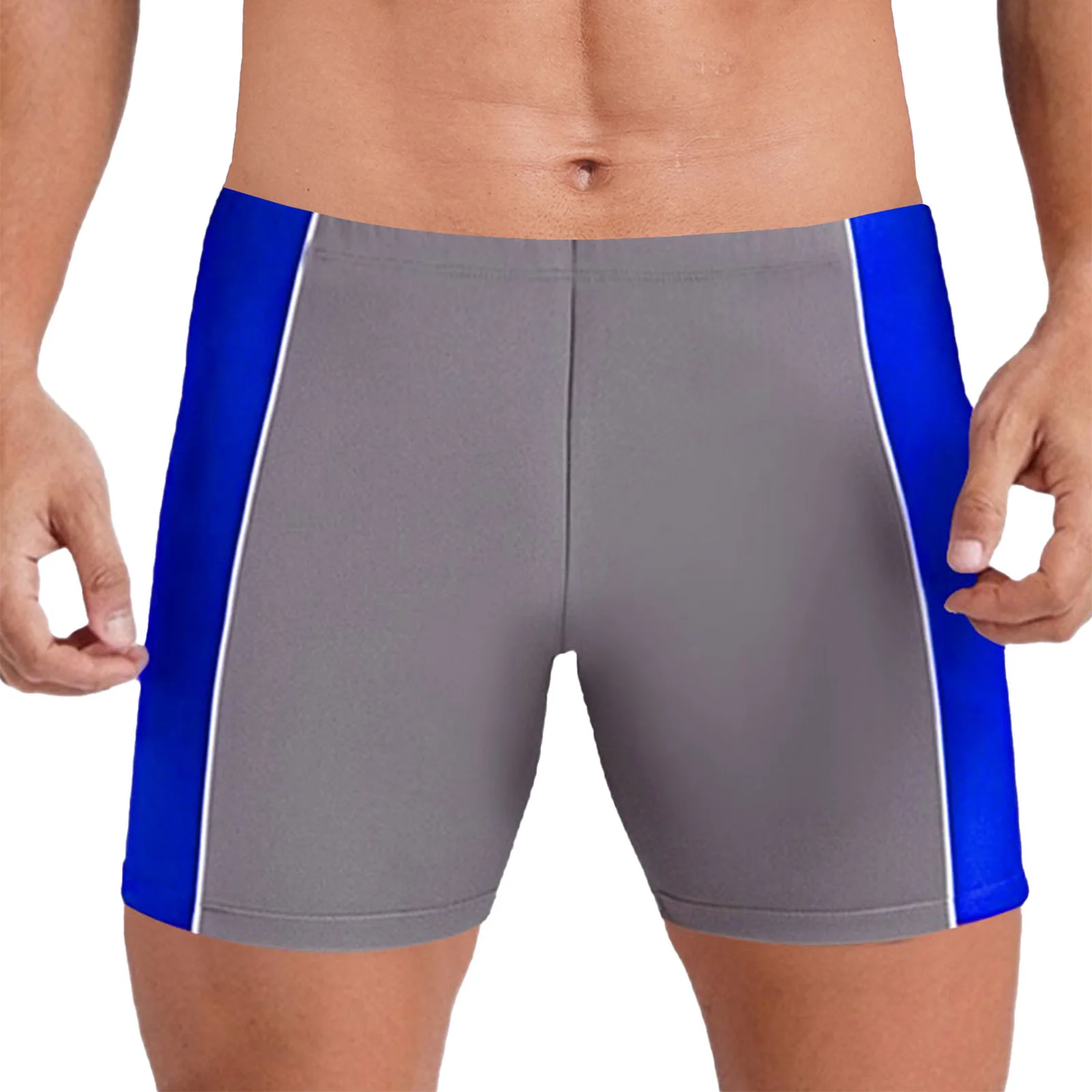 Mens Soft Elastic Waistband Color Block Patchwork Shorts for Cycling Swimming Running Workout Exercise Beach Pool Party Swimwear