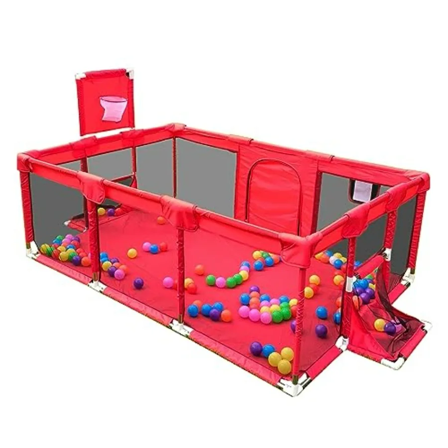 

Large Baby Ball Pit - Portable Indoor Outdoor Playpen for Toddlers Safety Play Yard Fun Activities Toy Red
