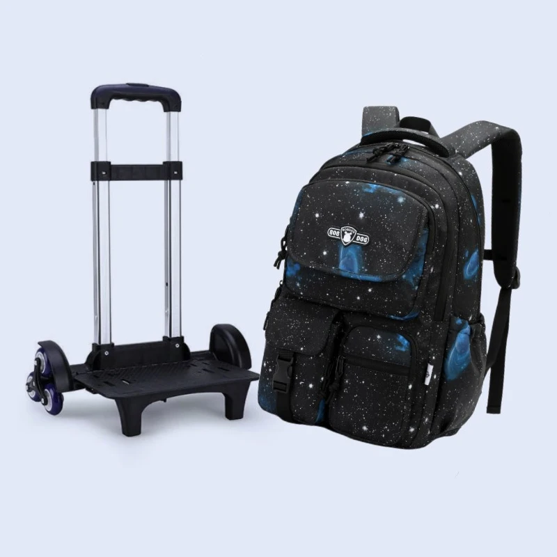 School bag with wheels Students Backpack Trolley Backpacks bags for boys wheeled School Rolling Backpack with Lunch Bag