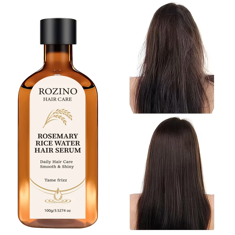 Rosemary Rice Water Skin Care Essence, Scalp Strengthening Essence, Nourishing, Repairing, Soothing, Oil Control and Volumizing, Repairs Split Ends/Damaged Hair, Prevents Split Ends, Reduces Breakage, Instantly Repairs Frizz, Makes Sparse Hair Look Thicker, Healthier, and More Shiny, Suitable for Dry, Frizzy, Permed, Dyed, Heat-Damaged, and Easily Falling Hair Types, Hair Enhancer