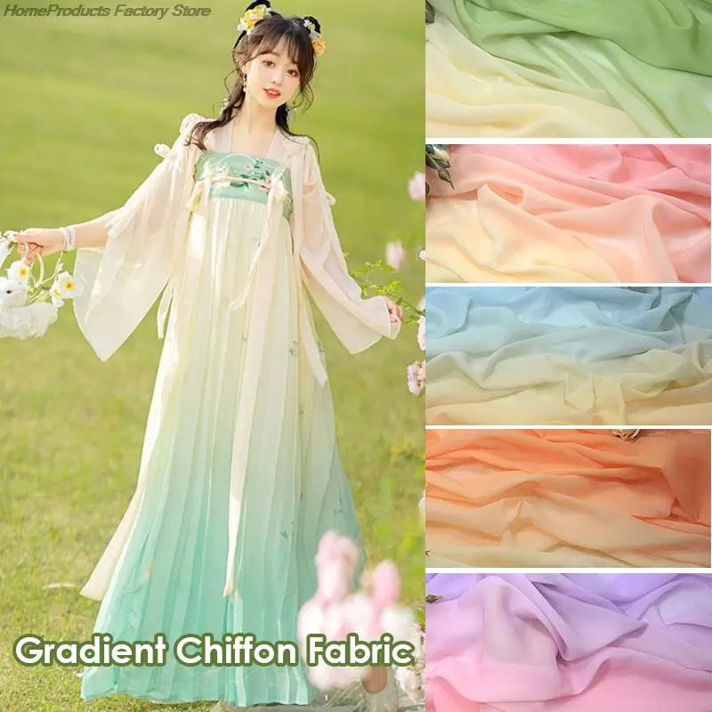 

1/3/5M Gradient Color Chiffon Fabric 100D Organza Tulle Fabric For Diy Ancient Style Hanfu Dress Dancing Costume Stage Decor