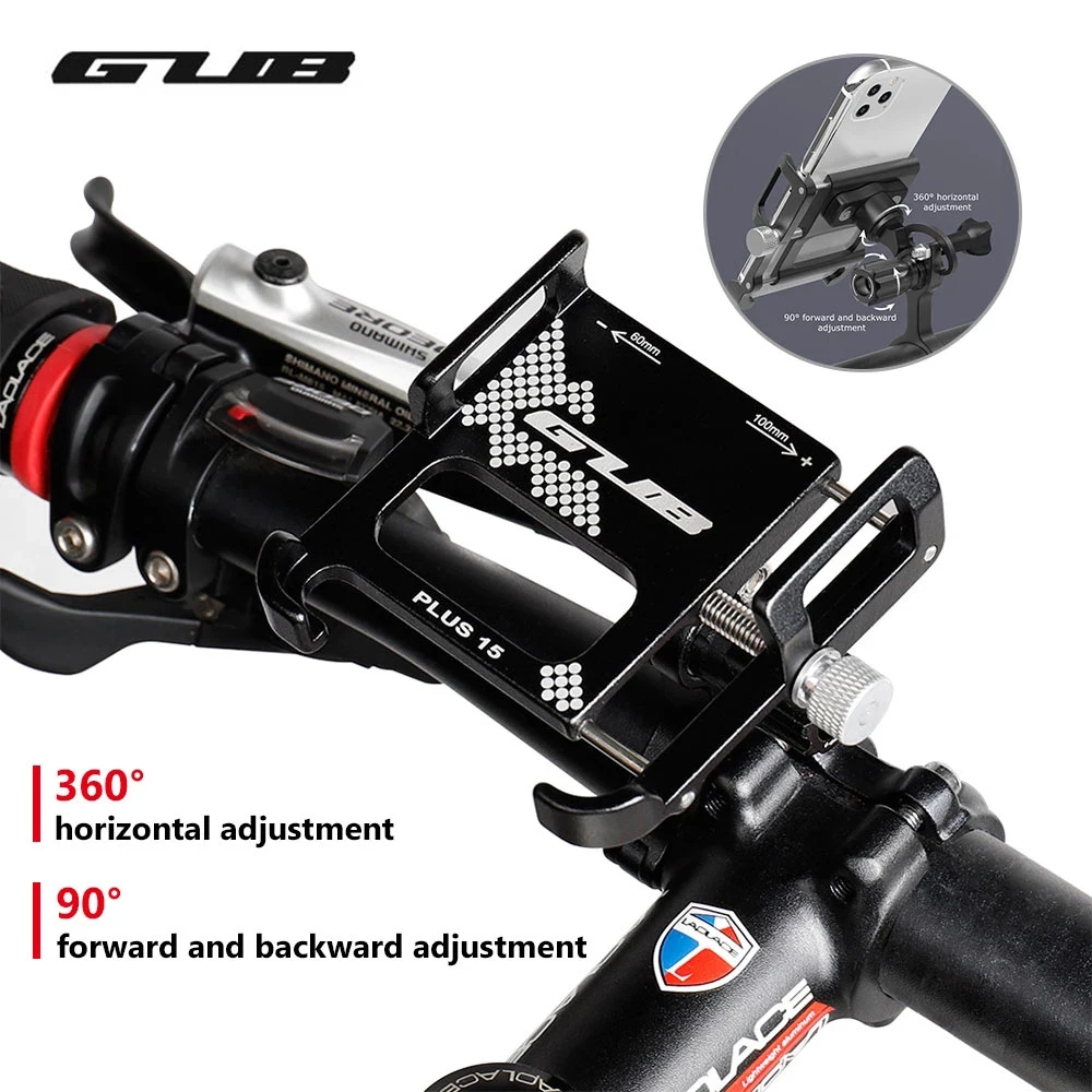 

GUB Plus15 Aluminum Bicycle Phone Mount Bracket Adjustable for 3.5-6.5 inch Bike Smartphone Stand Holder Cycling Accessories