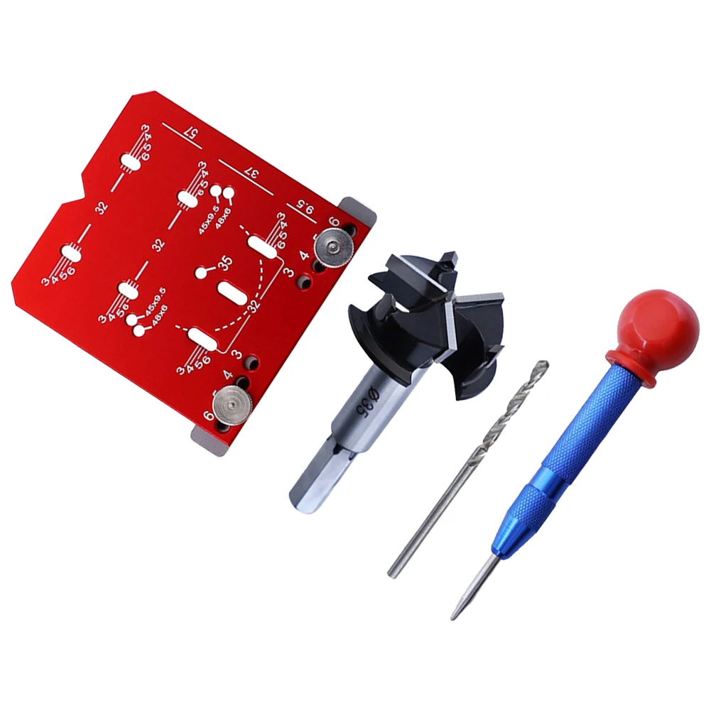 35mm Woodworking Hinge Hole Opener Punch Tool Locator Limiting Frame Mounting 3.35*3.15*0.47 Inches For Woodworking Punching