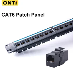 24 Port CAT6 Through Coupler Patch Panel RJ45 Network Cable 19in 1U with Back Bar Rackmount  CAT6A UTP Keystone Jack