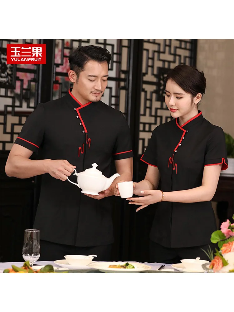 Hotel waiter work clothes short sleeved spring and summer female long-sleeved Chinese hotel restaurant catering hot pot worker c