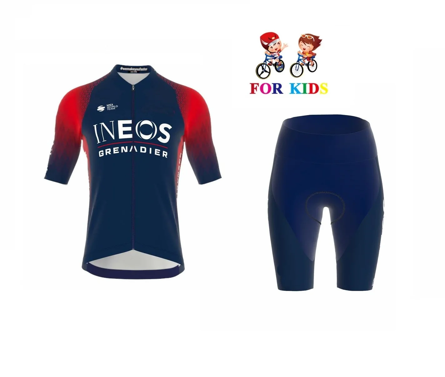 KID'S 2022 INEOS Grenadier TEAM Children Cycling Jersey Short Sleeve Bicycle Clothing With Shorts Ropa Ciclismo