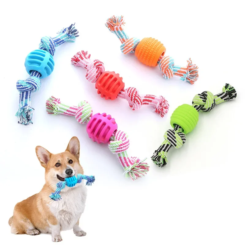 Bite Resistant Cotton Rope Dog Toy with Double Knot Teeth Cl