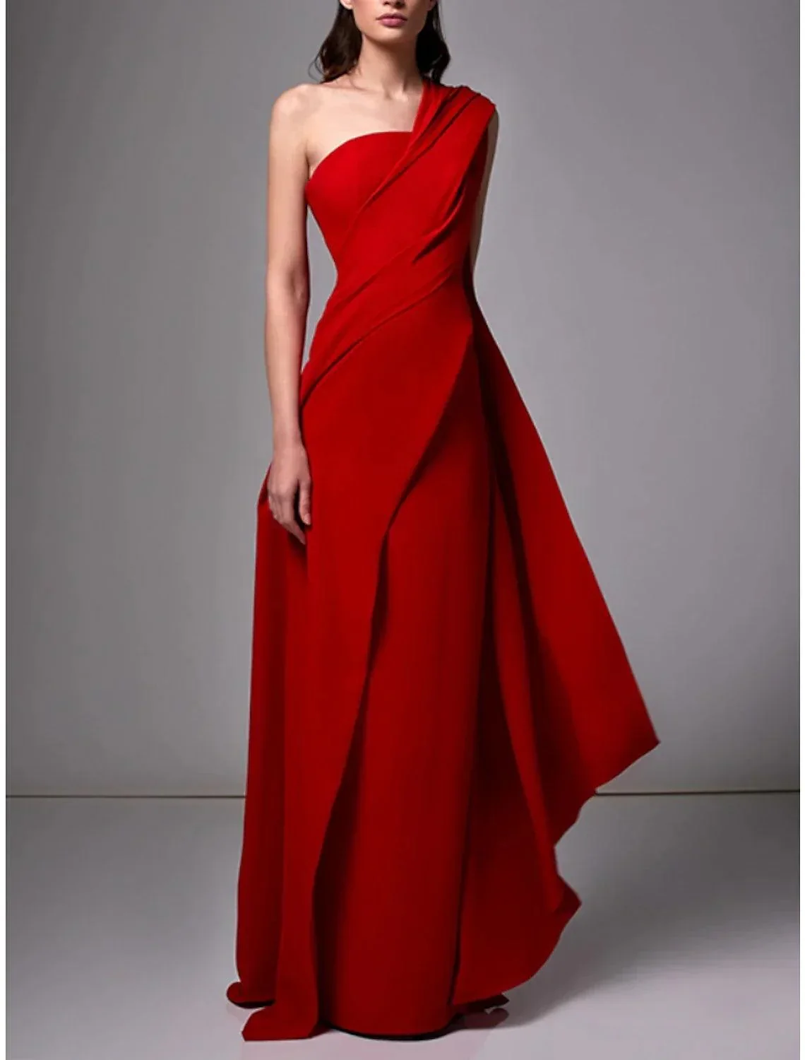 High Quality Customized Floor Length Strapless Backless One Shoulder Pleat Red Vestidos Elegantes Para Mujer Para Una Boda Robe