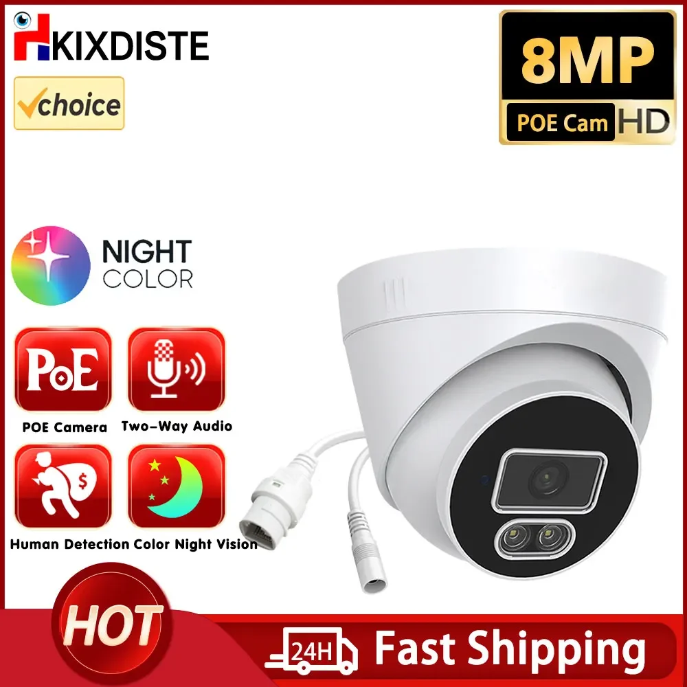 

8MP POE IP Camera UltraHD Outdoor Indoor IP Camera POE With Mic/Audio 8-Megapixel Security Surveillance Cameras 4K Color Night