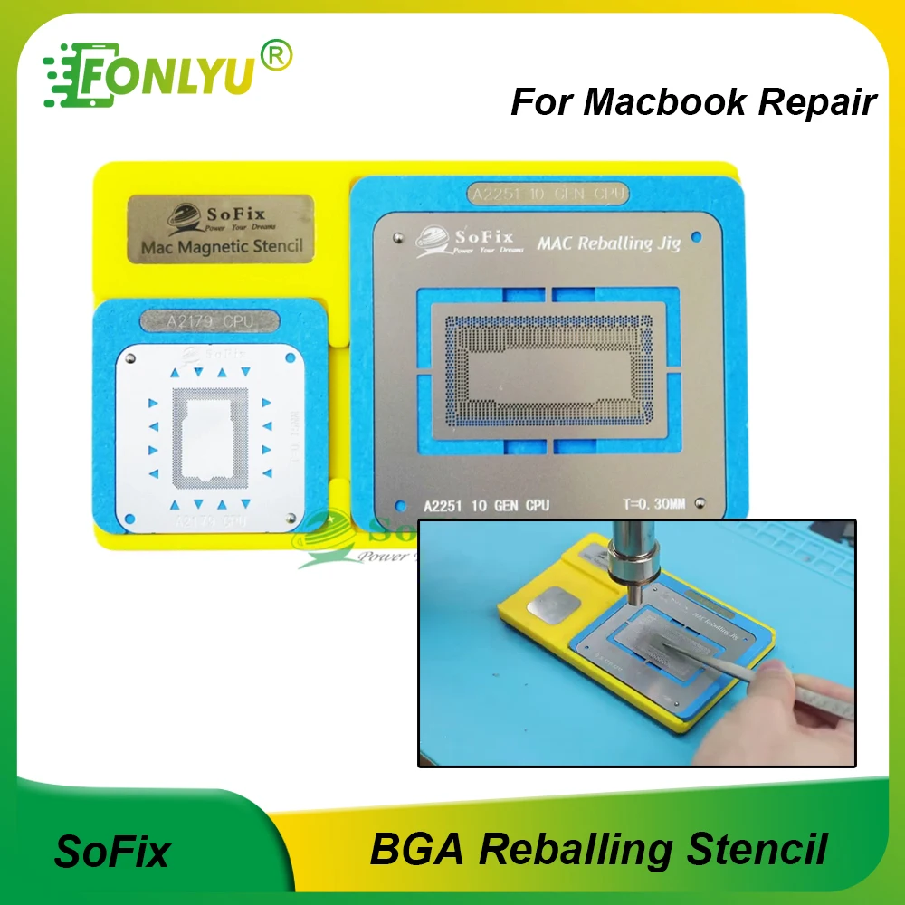 

Логическая плата Sofix BGA, магнитный трафарет для реболлинга для Macbook T2 RAM NAND GPU CPU PMU SMC USBC, зарядный чип, инструмент для посадки олова