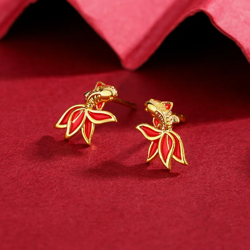 

Новые креативные модные серьги из стерлингового серебра 925 пробы с изображением золотого карпа кои, в форме рыбки, E002