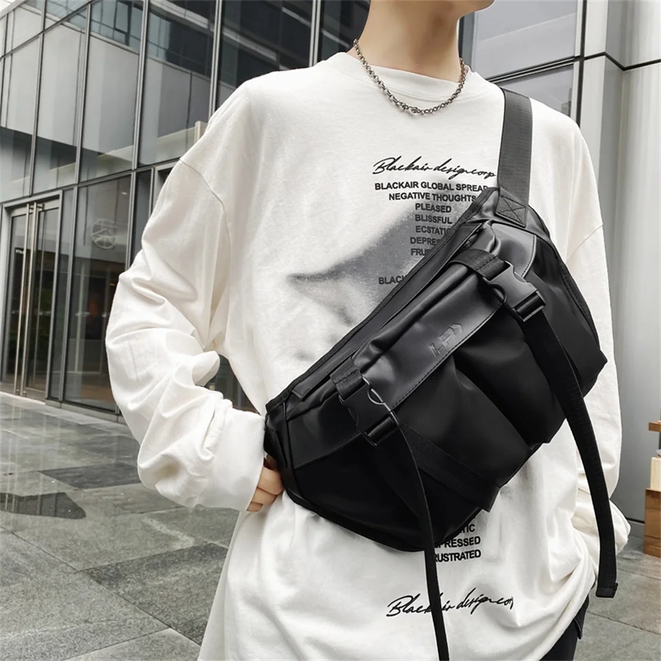 Men Nylon Waist Pack Belly Purse Waist Bag For Men Zipper Pocket Fashion Travel Sling Bags Crossbody Bag