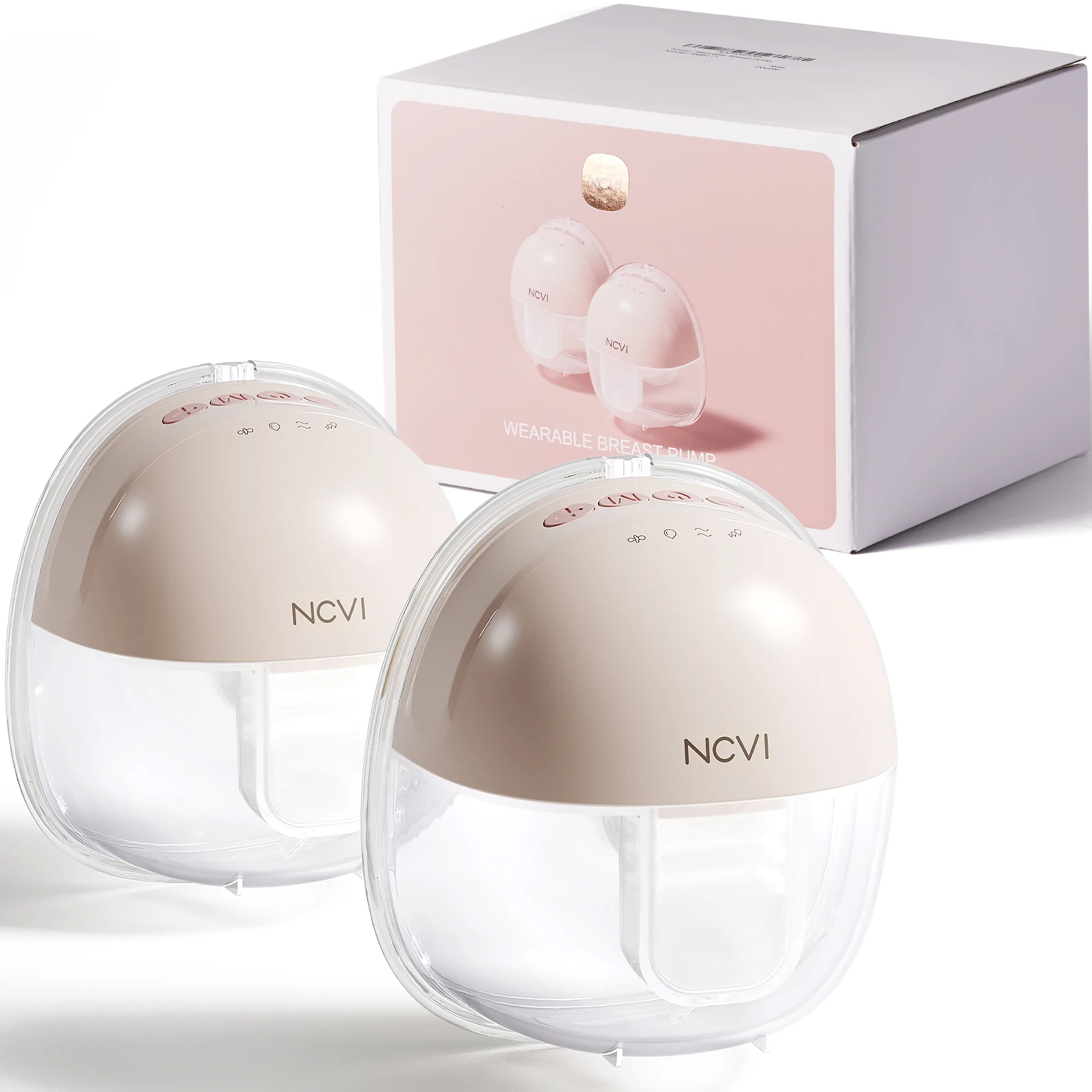 NCVI Wearable Electric Breast Pump 8111, Portable Wireless Pump with 4 Modes & 9 Levels, Double Pumps with 21/24mm Flanges