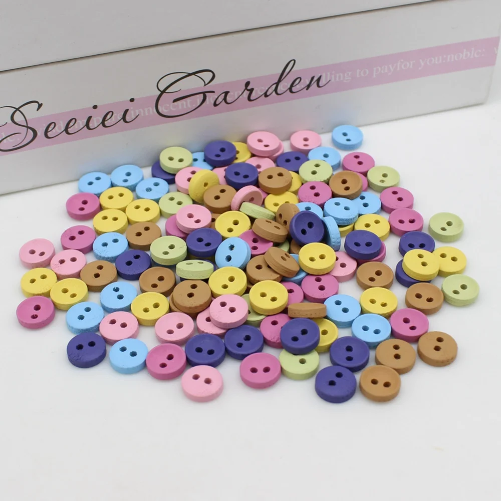 Пуговицы Mixcolo 100 или 200 шт./лот 10 мм, пуговицы ручной работы с 2 отверстиями, Детские аксессуары для рукоделия, «сделай сам», скрапбукинг