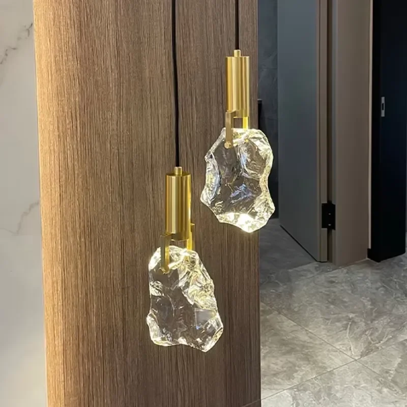 Nordic creative all-copper luxury chandelier crystal LED chandelier bedroom headboard dining room decorative lighting