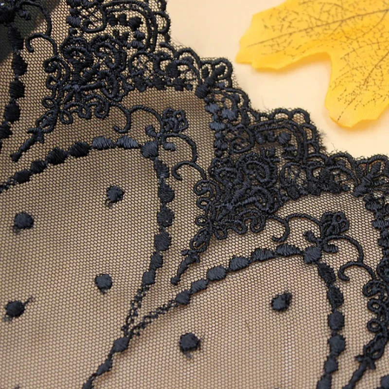 Off white Black Floral Embroidered Lace for Sewing, Guipure Lace, African Lace Fabric Trim, DIY Garment Accessories, 21cm Width