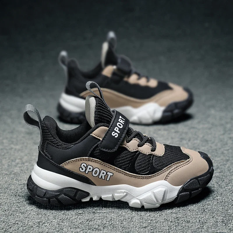

Boys Sports Shoes 2025 New Autumn Soft Sole Children's Sneakers Hook&Loop Mesh Breathable Kid's Casual Running Shoes