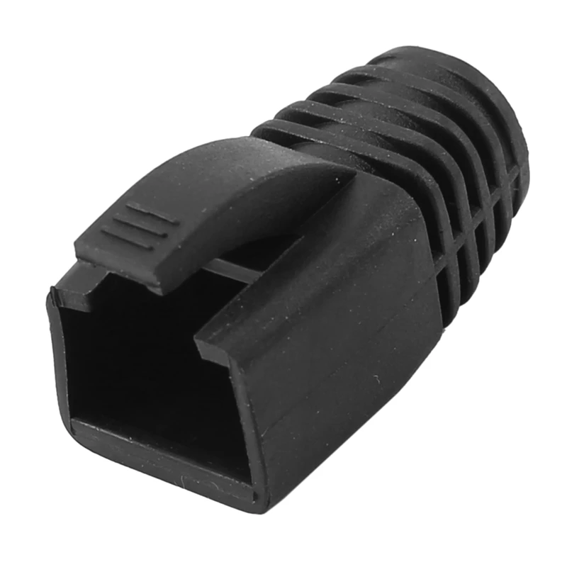 100 Pcs RJ45 Boots Anti-Dust Protection Inner Diameter 7Mm Head Jacket For CAT7 Net Cables - Black