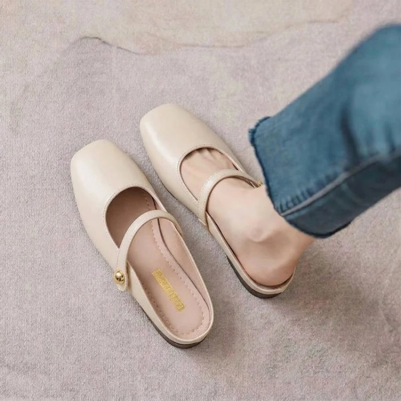 

Женские модные тапочки с закрытым носком, водонепроницаемые, из ПУ и резины, на толстом низком каблуке, нескользящие, дышащие, повседневные, для дома и улицы