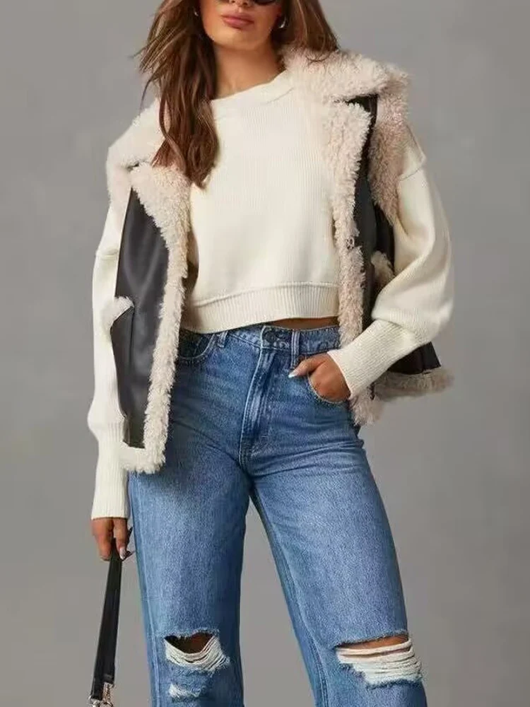 

Новая женская одежда в европейском и американском стиле на осень и зиму, модный и модный цельный лоскутный жилет из искусственного меха