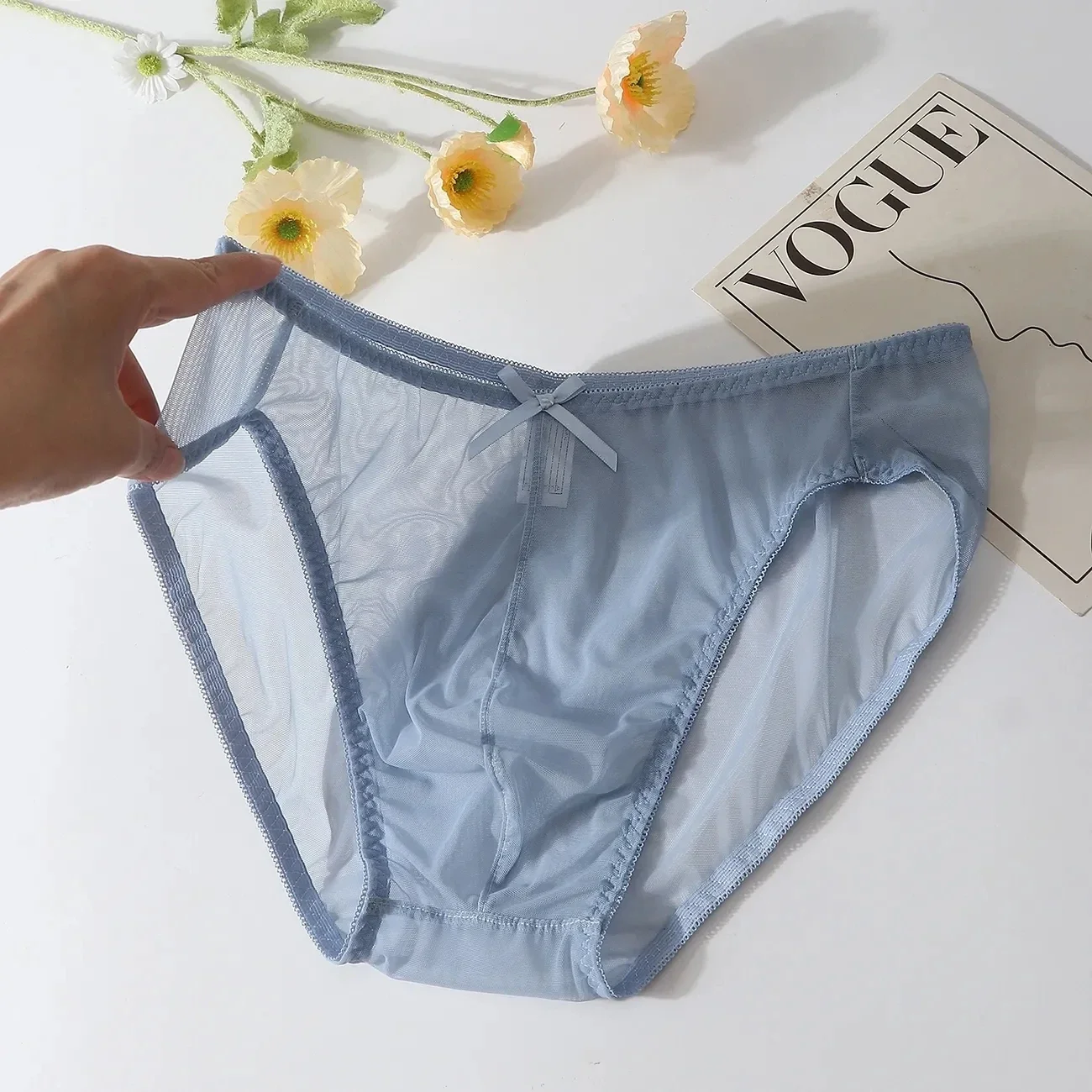 남성 여름 얇은 나비넥타이 메쉬 시스루 에로틱 팬티 브리프 라이브 쇼 댄스 개인 파티 의상