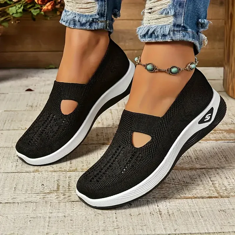 Trampki damskie Flats Summer Comfort Casual Shoes Fashion Soft Sole Breathable Hollow Out Flat Shoes for Women Zapatos De Mujer