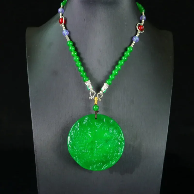 

Natural High-ice Quartzite Jade Landscape Pendant, Suitable for Both Men and Women