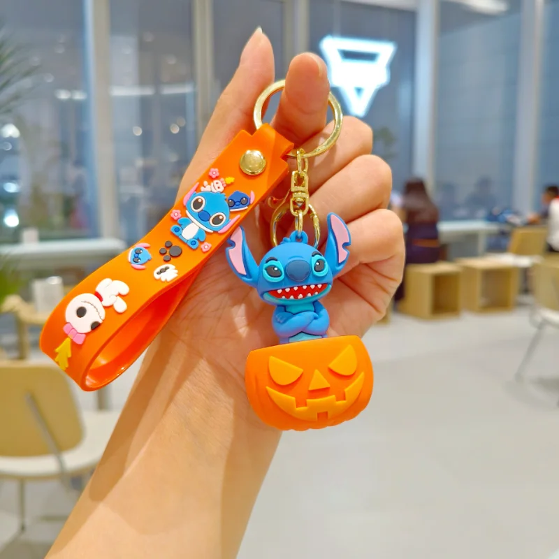 New Disney Stitch Keychain Cute Anime Car Backpack Keychain Student Schoolbag Decoration Couple Halloween Birthday Party Gifts