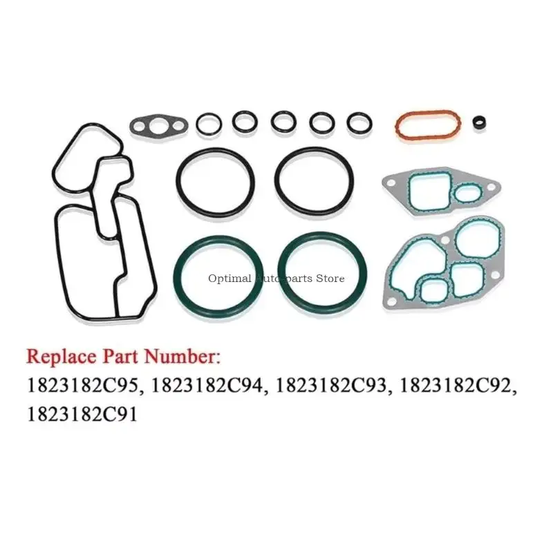 Oil Coolers Mounting Gasket Set for Navistar International 1993-1997 DT466E with Flat and Profiled Gasket Forms, Multiple