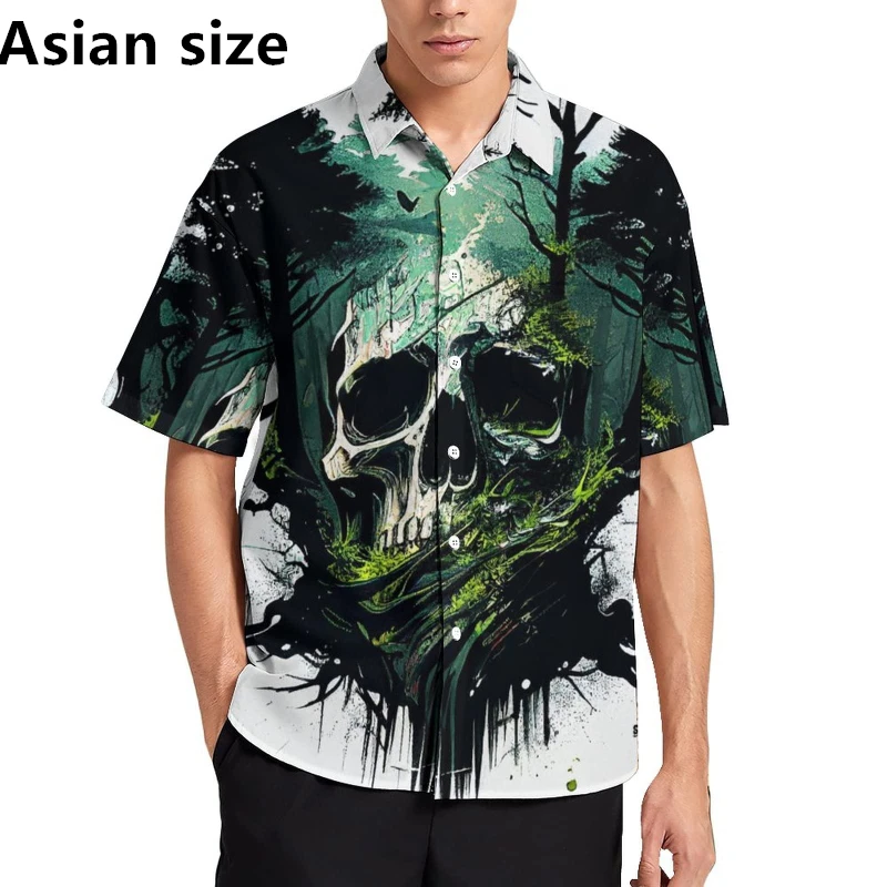 

Men's Shirt Horror Skull 3D Printed Men's Clothing Oversized Summer Casual Hawaii Beach Hawaiian Harajuku Fashion Holiday Shirts