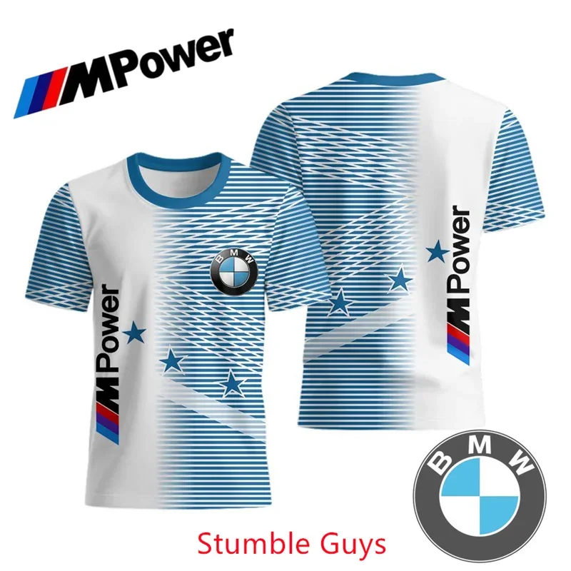 

Summer Men's BMW M Power Short Sleeve T-shirt Sports Motorcycle Racing Vintage Classic Print Casual Wear