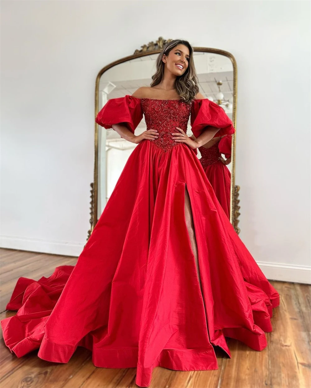 Customized Jiayigong  High Quality Off-the-shoulder Ball gown Party  Sequin Flowers S Occasion Evening Gown فستان سهرة نسائي فخم