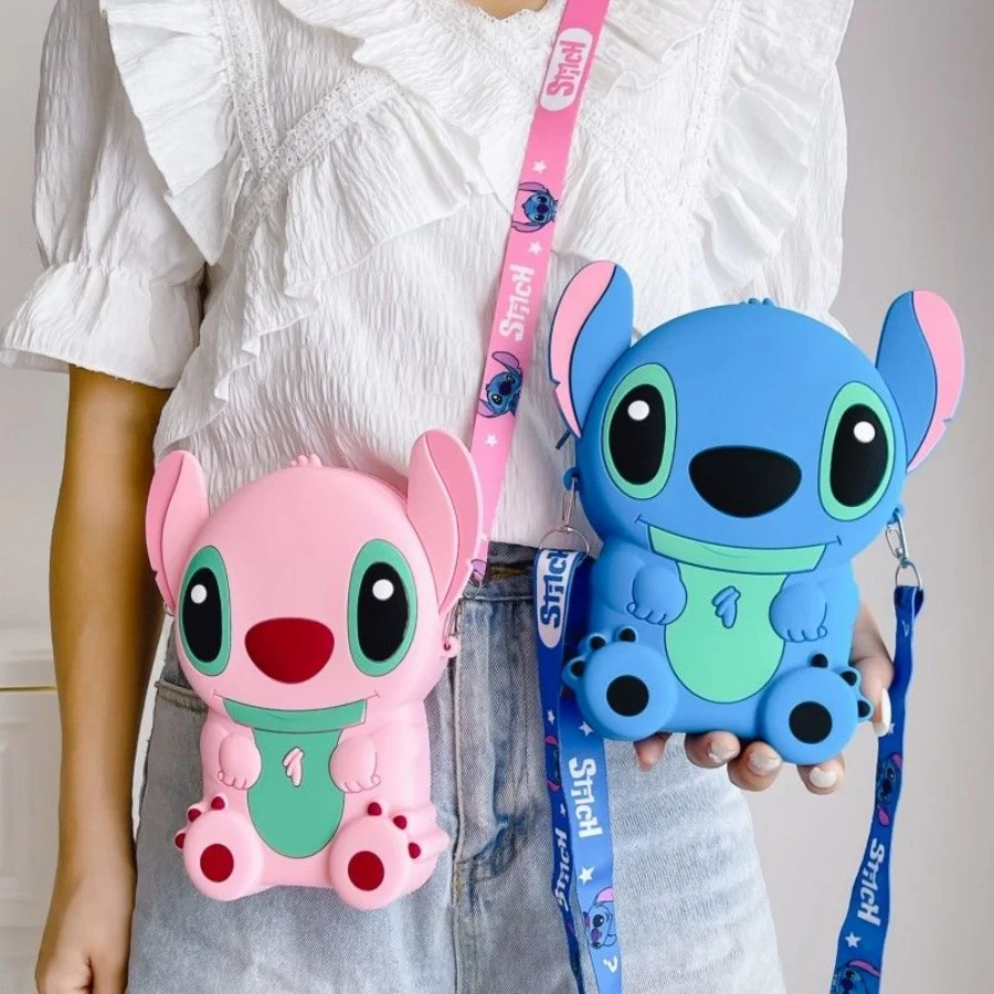 

1pc Stitch-Inspired Mickey Silicone Crossbody Bag with Adjustable Strap, & Cartoon Coin Purse Key Holder Holiday Birthday gifts