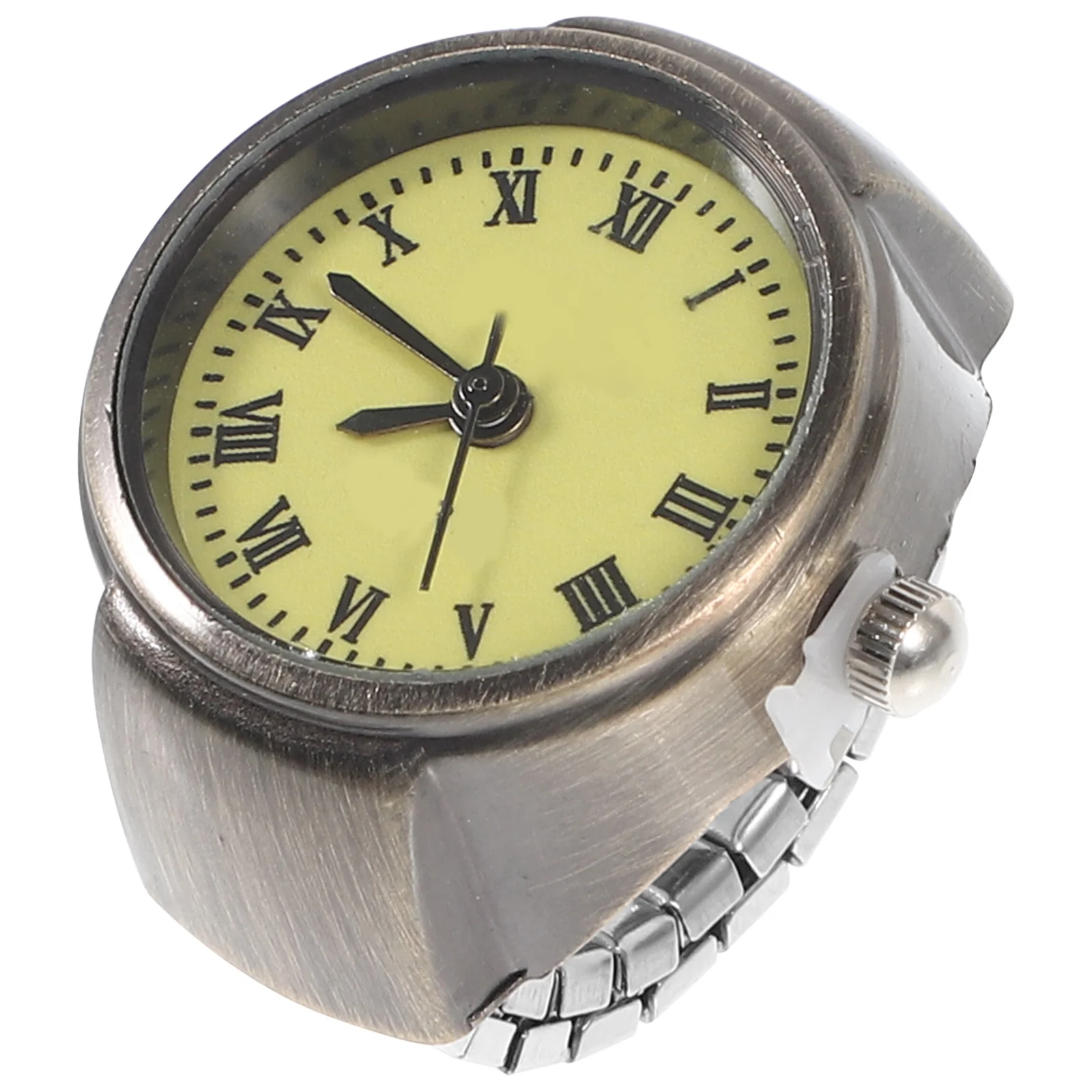 

Vintage Couples Ring Watch Small Roman Numeral Mini Finger Watch Decorative Fashion Ring Jewelry for Men Women