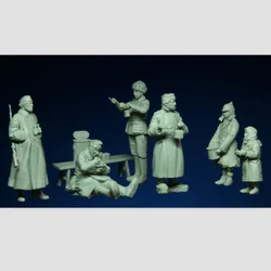 1:35  Historical Miniature Resin Figure Model Kit the Dinner, Eastern Front Soldiers and Kids Big Set Self-Assembled Unpainted