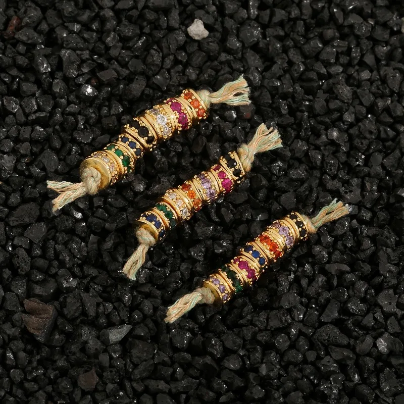 قوس قزح 7 مللي متر 6 مللي متر مستقيم قطع النحاس مطلية بالذهب كريستال خزر عازل ل سوار قلادة البوذية سبحة صلاة لتقوم بها بنفسك الحرفية مجموعة