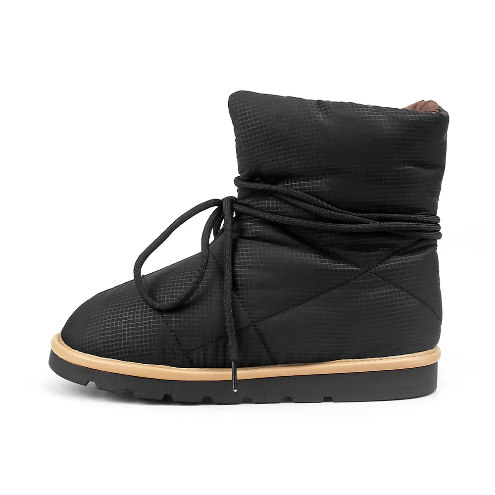 

2025 winter cotton shoes women's warm velvet thickened versatile snow boots round head strap