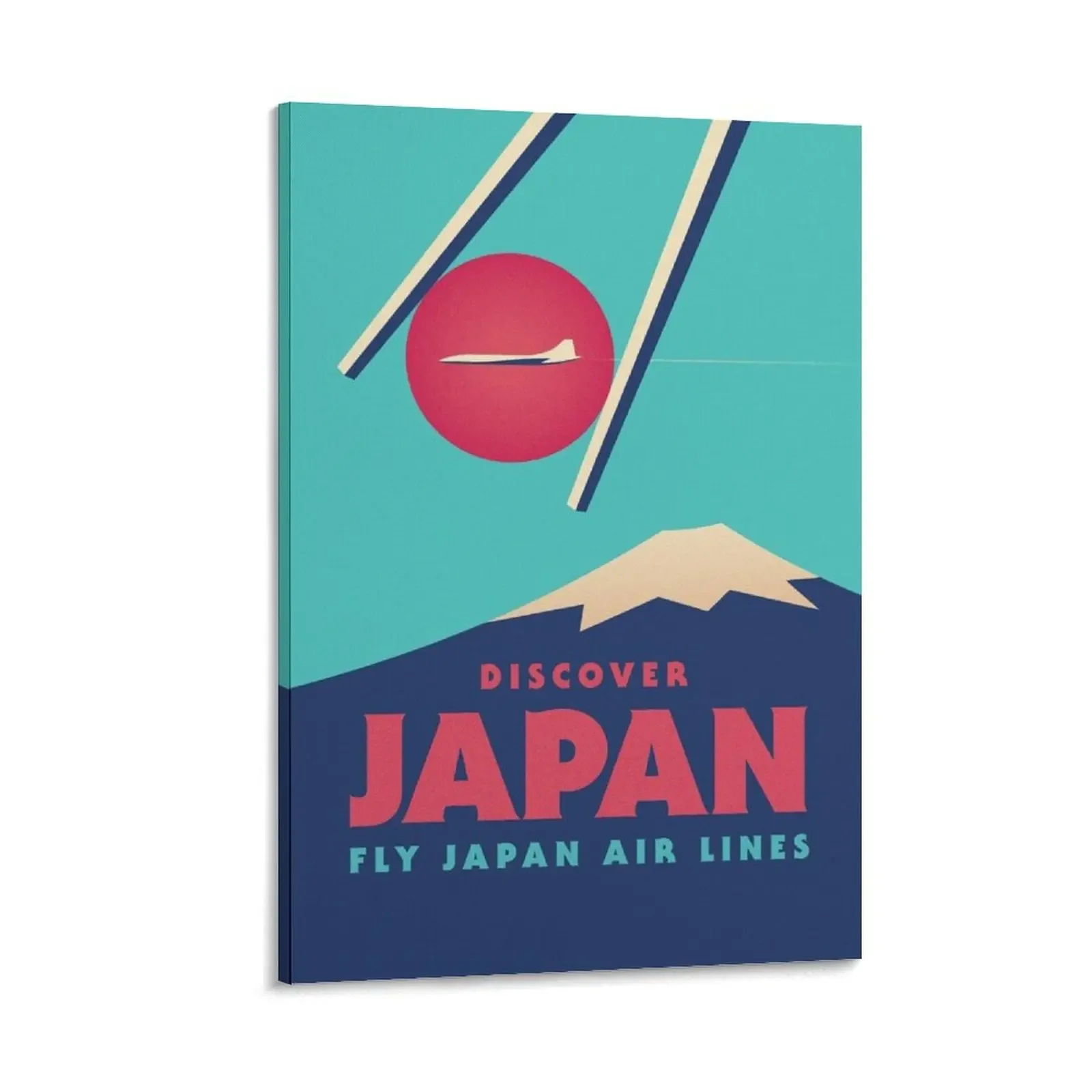 

Retro Japan Tourism Mt Fuji Sushi Chopsticks - Cyan Canvas Painting home decors accessories Bedroom deco anime figure