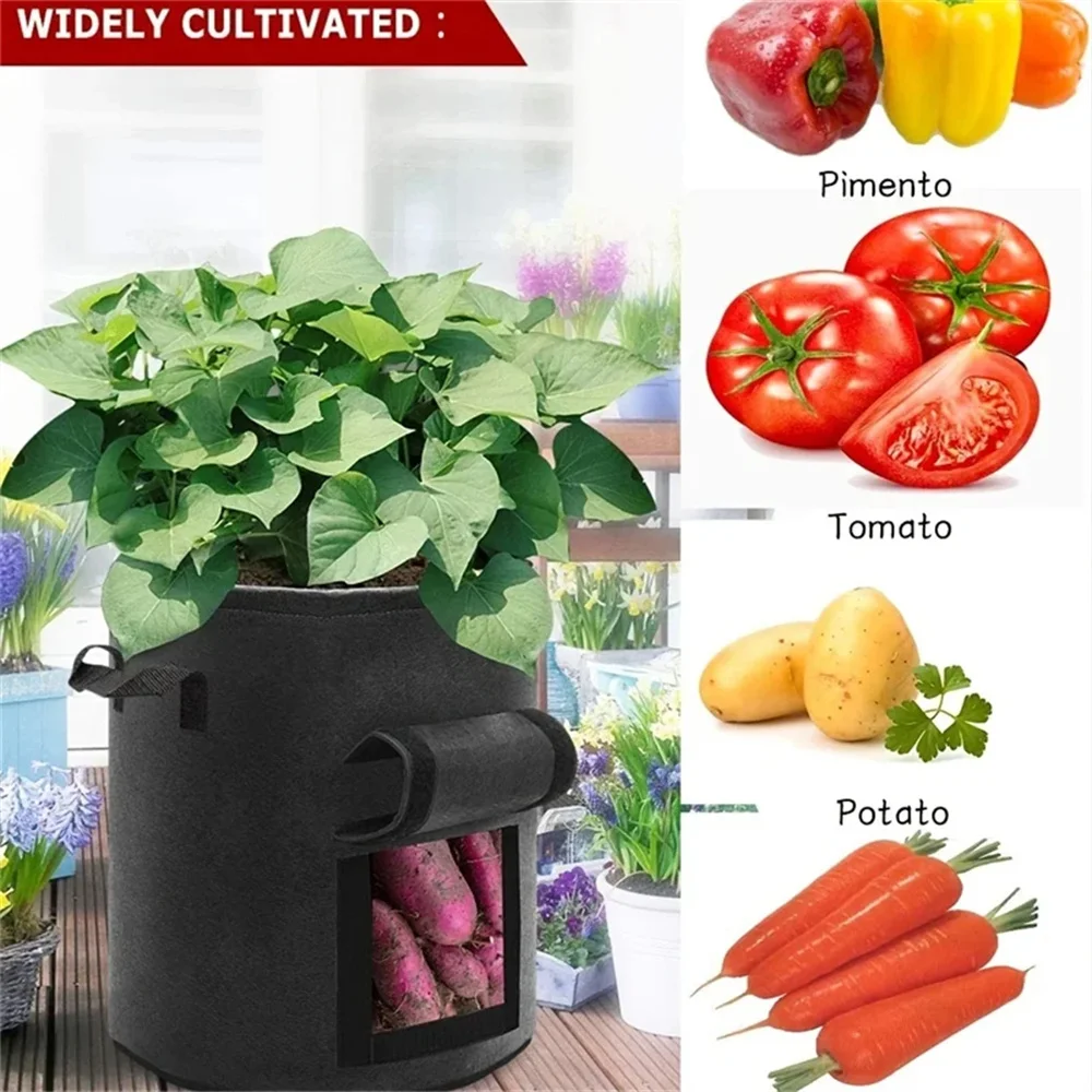 5/710 Gallon Grow Bags Fabric Felt Planter Flower Planting Pots Garden Vegetable Tomato Potato Plant Pot Container Pouch ﻿ view 6